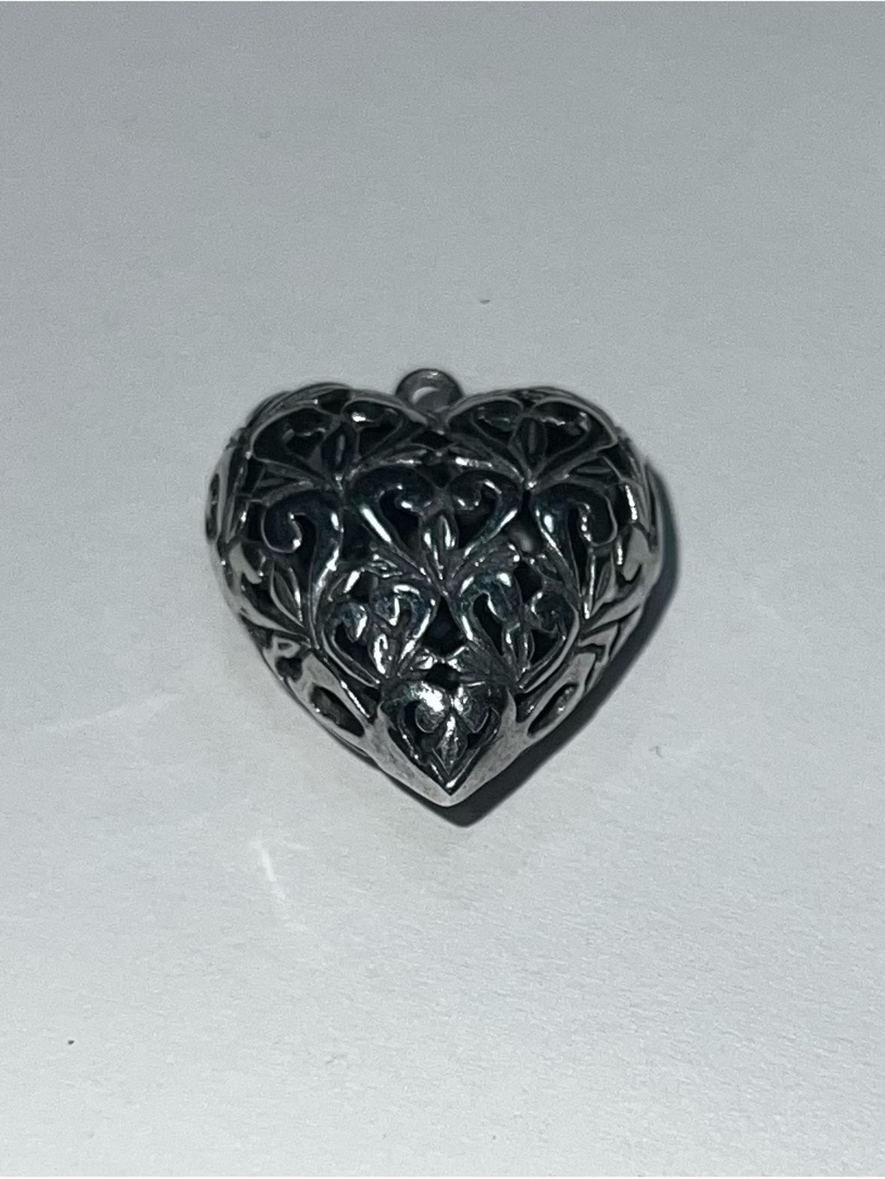 Filigree Heart Pendant, Large Hollow Design, Zinc Alloy, Like New